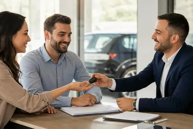 Despachante conduzindo o processo de transferência de veículo.